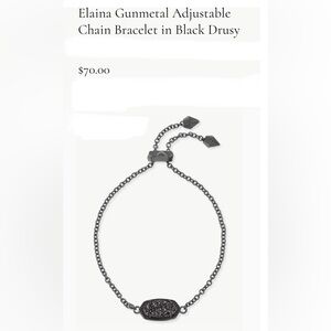 Kendra Scott Elaina Gunmetal Adjustable Chain Bracelet in Black Drusy